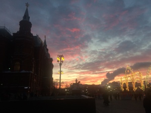 Photo of a cool sunset by Red Square to distract from a ramble about the archives.
